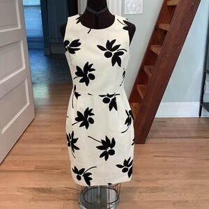 J. Crew Factory Black and Cream Floral Midi Dress